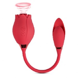 Rose Sucking Vibrator with Vibrating Egg, 20 Functions, Silicone, RED 